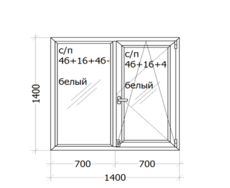 Окно Veka Softline_82 (семикамерный профиль) 1400 x 1400 мм с/п 4б+16+4б+16+4и